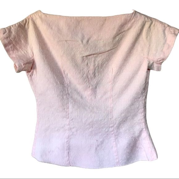Vtg 50s handcrafted fitted pink textured top with rhinestone buttons size XXS - Picture 2 of 8